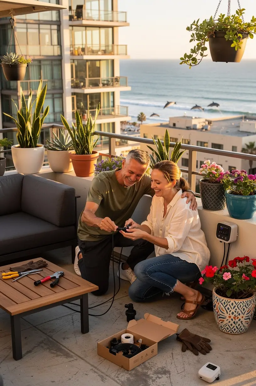 Setting up a timer for balcony drip irrigation